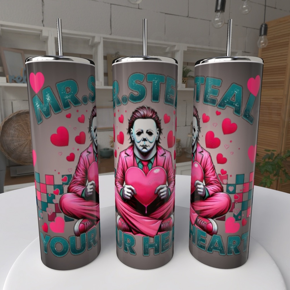 20oz MICHAEL , MR STEEL YOUR HEART STAINLESS STEEL SUBLIMATED TUMBLERS